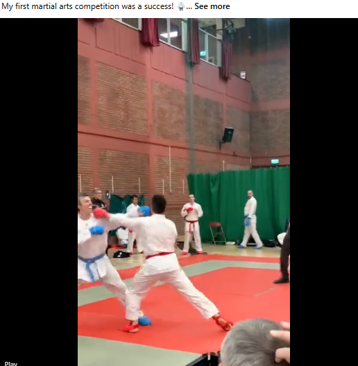 A moment from Alessandro's early kumite competition experience.